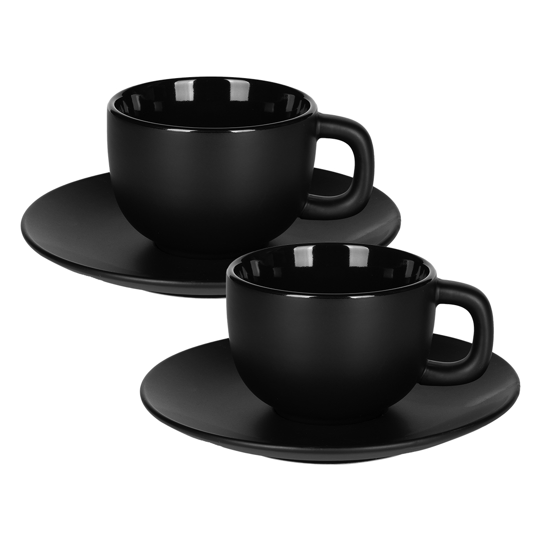 Set od dve keramičke šolje za cappuccino sa tacnama, 2 x 200 ml